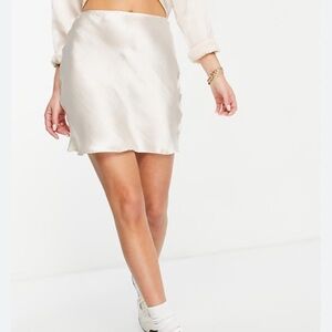 Elegant Cream Satin Skirt